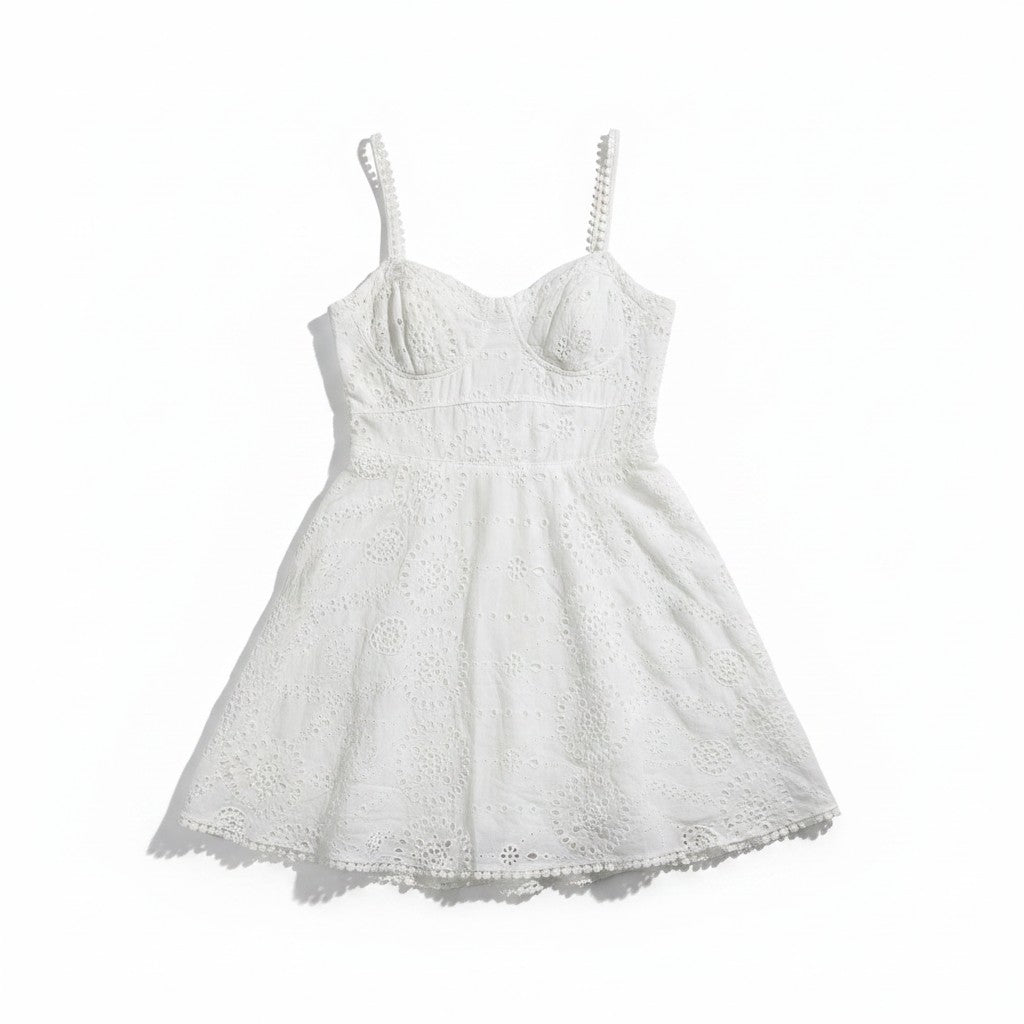 White lace dress on a white background