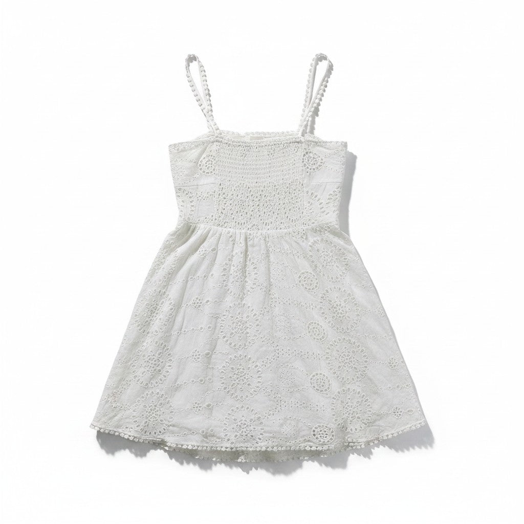 White lace dress on a white background