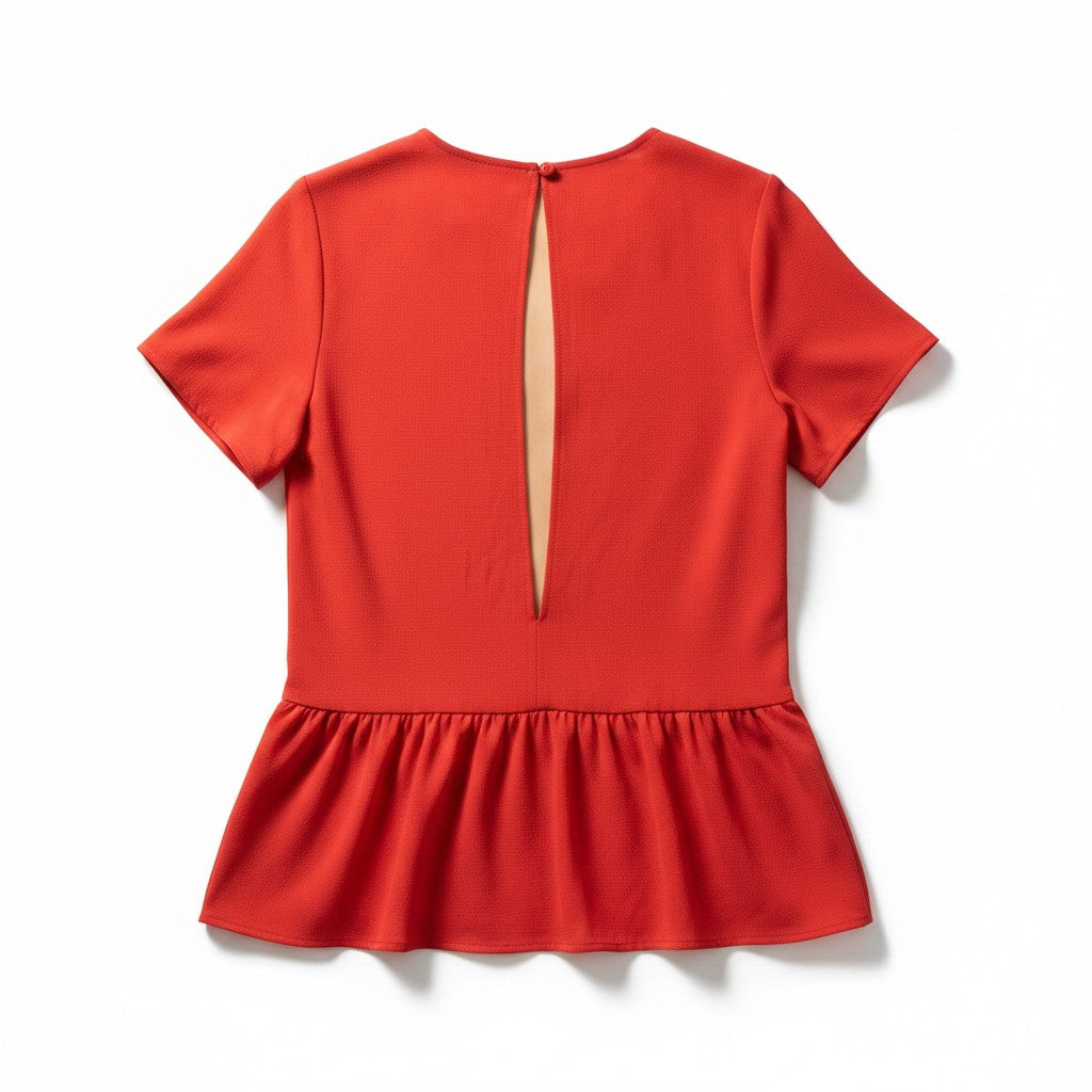 Red dress with a cutout back on a white background