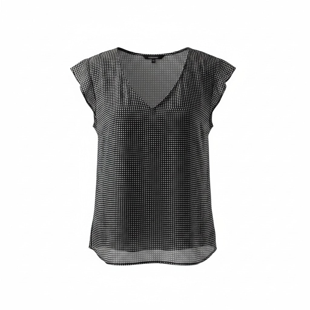Black and white checkered blouse on a white background