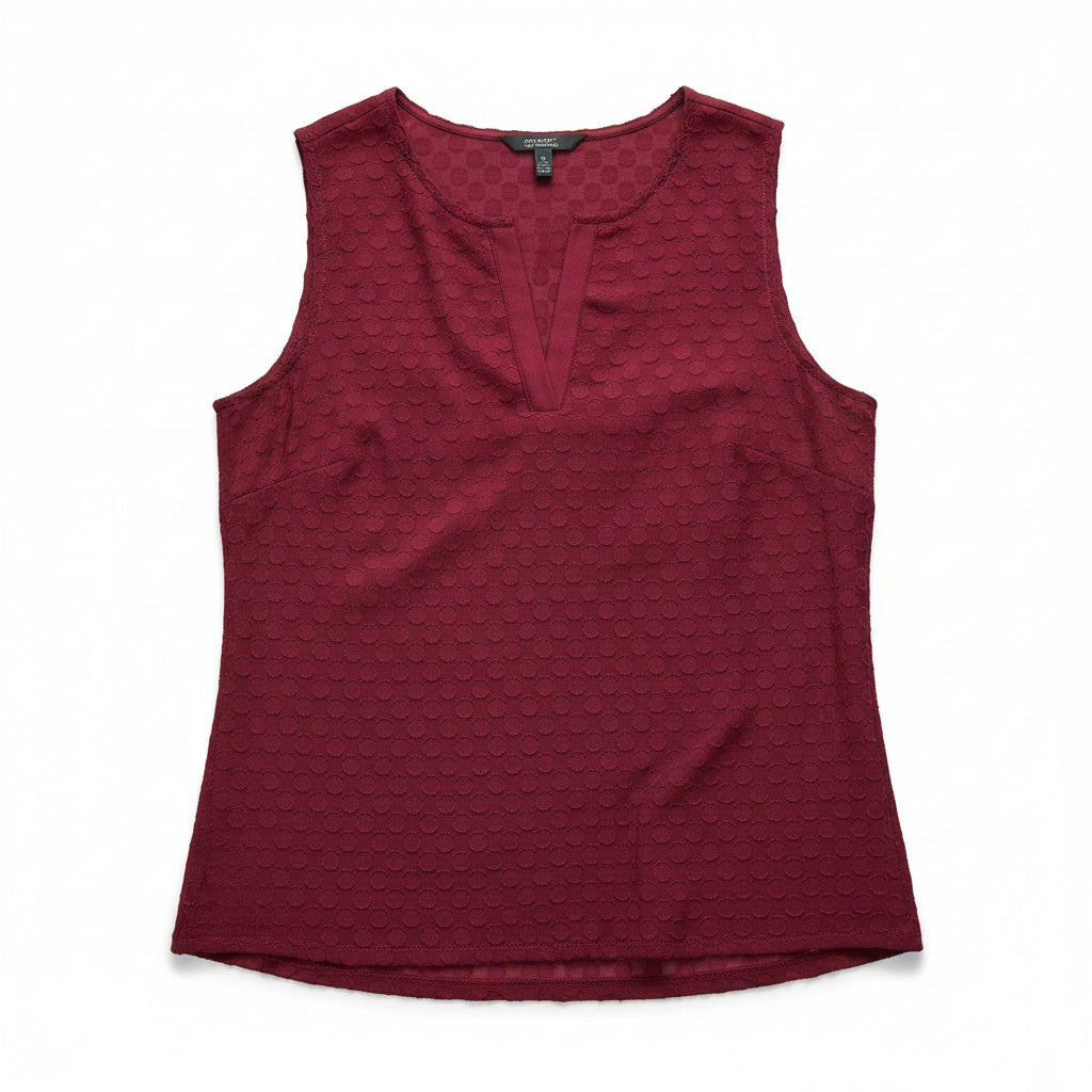Maroon sleeveless top on a white background