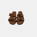 brown leather sandals on a white background