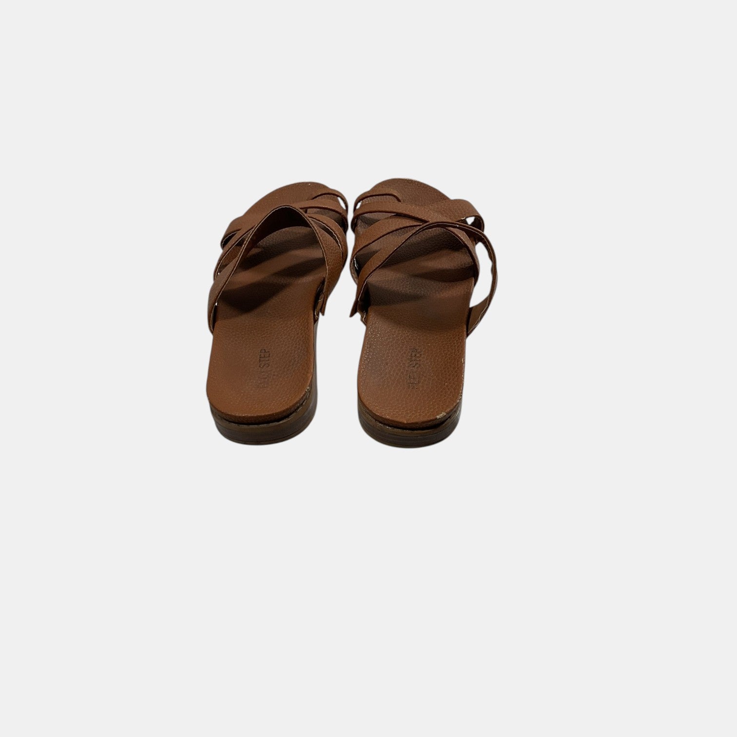 brown leather sandals on a white background