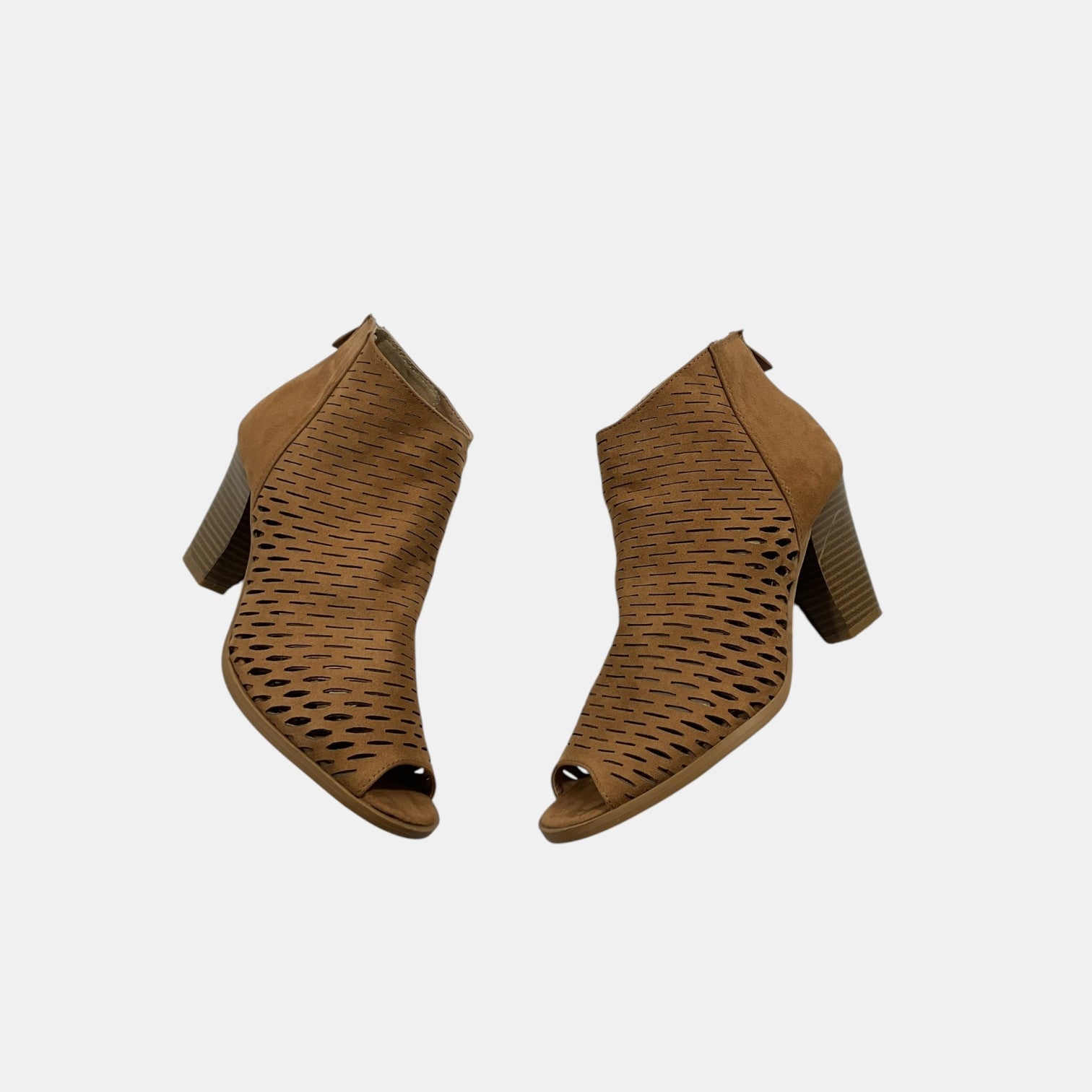 The Perforated Peep Toe Block Heel Bootie by Laundry