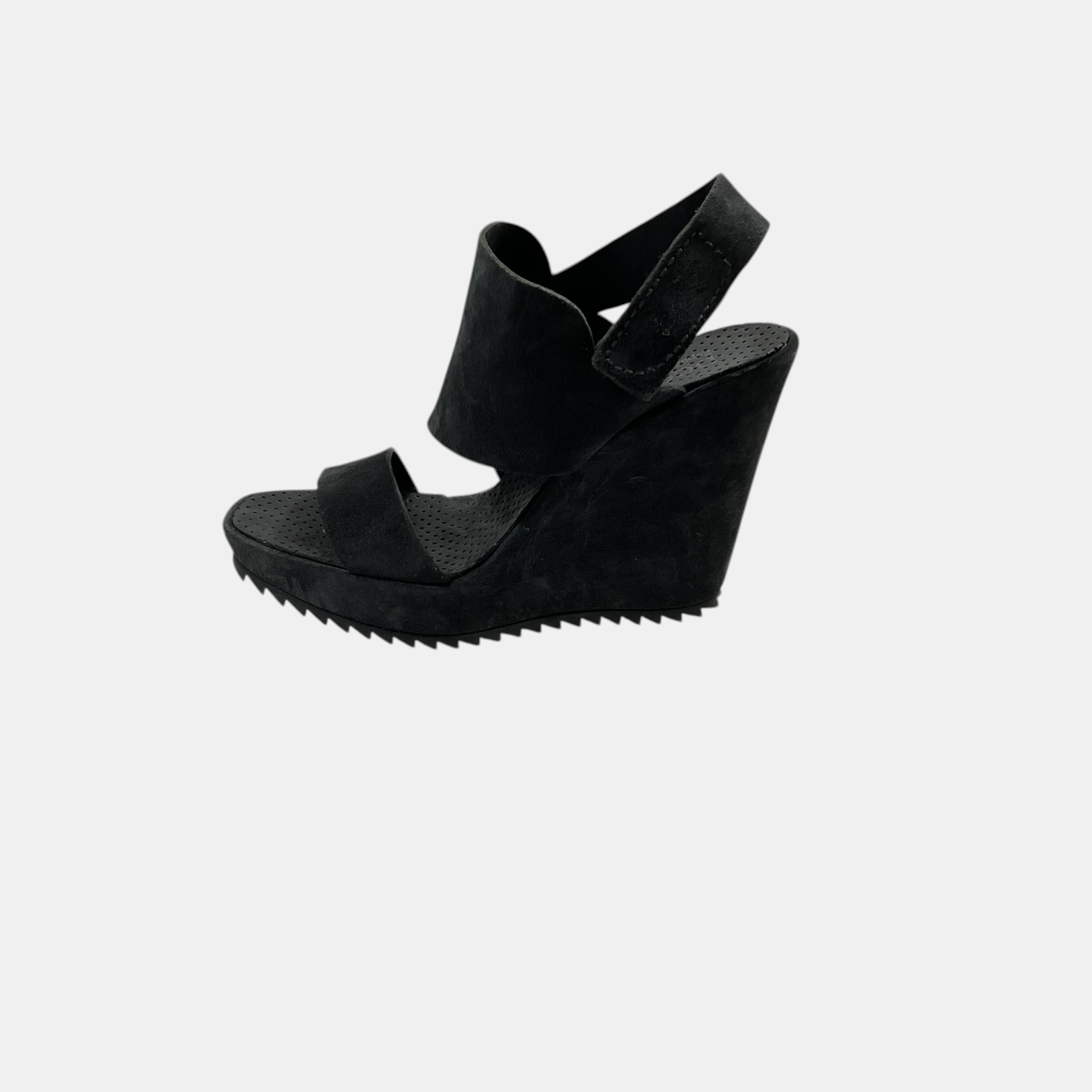 The Serrated Edge Cross Strap Wedge Sandal by Pedro Garcia