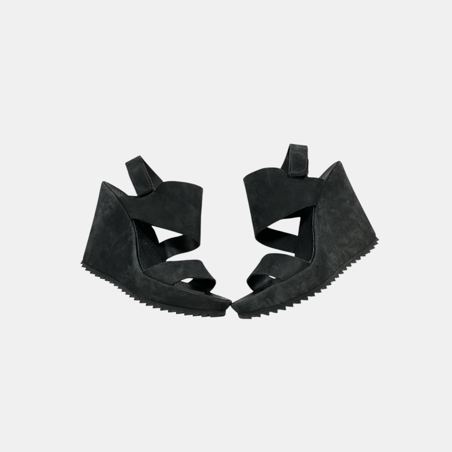 The Serrated Edge Cross Strap Wedge Sandal by Pedro Garcia