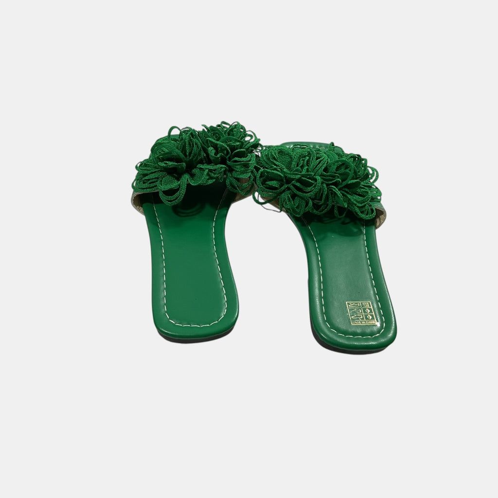green slide on sandal on a white background